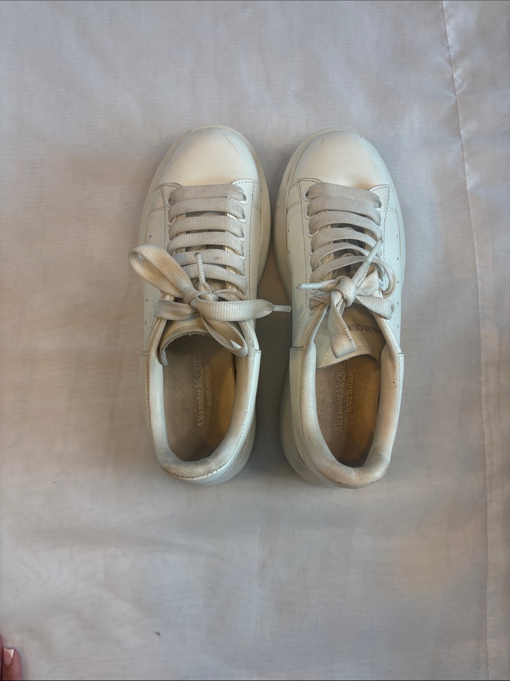 Alexander McQueen White Leather Platform Sneakers